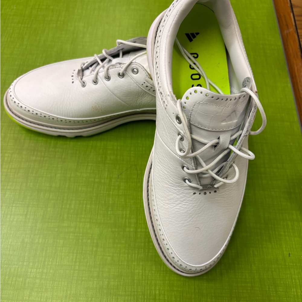 adidas MC80 Golf Shoes - Cloud White/Matte Silver/Lucid Lemon